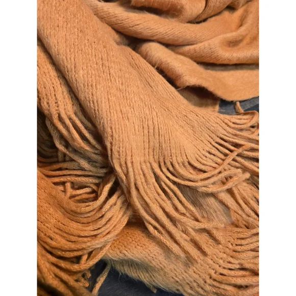 Women's Lauren Conrad Orange Knit Fringe Poncho Shrug - Picture 4 of 5